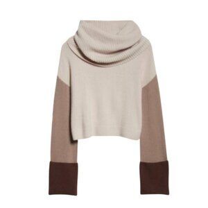 NAADAM Cream and Brown Cowl Neck Sweater